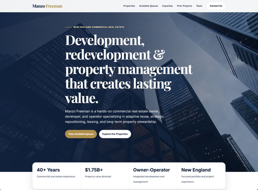 Manzo Freeman homepage screenshot